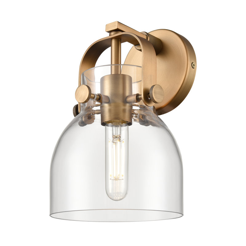 Applique murale 1 lumière 6 po Skycrest, Laiton brossé, Transparent
