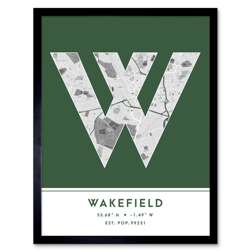 Wakefield England United Kingdom City Map - Single Picture Frame Typography