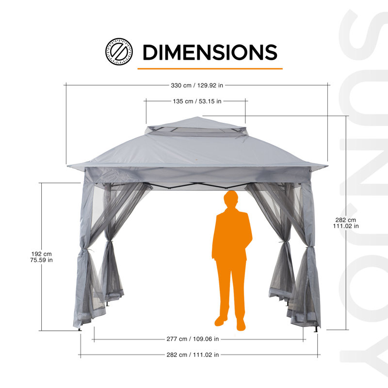 129.92 Ft. W x 129.92 Ft. D Steel Pop-Up Canopy, Gray