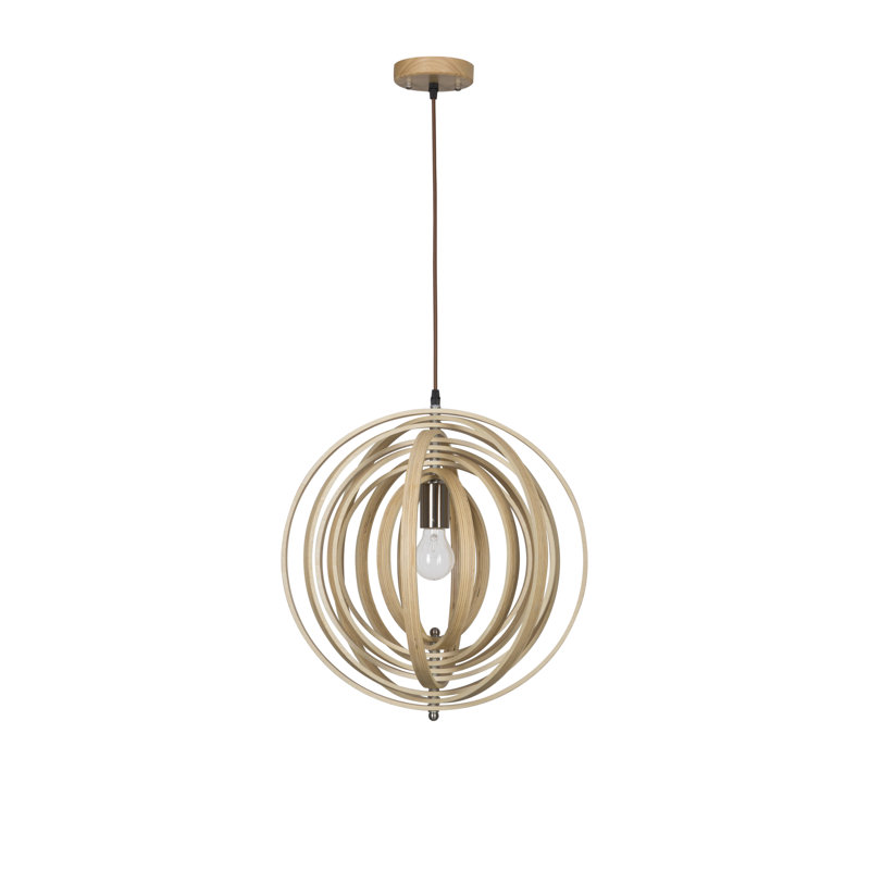 1 - Light Natural Wood Geometric Pendant