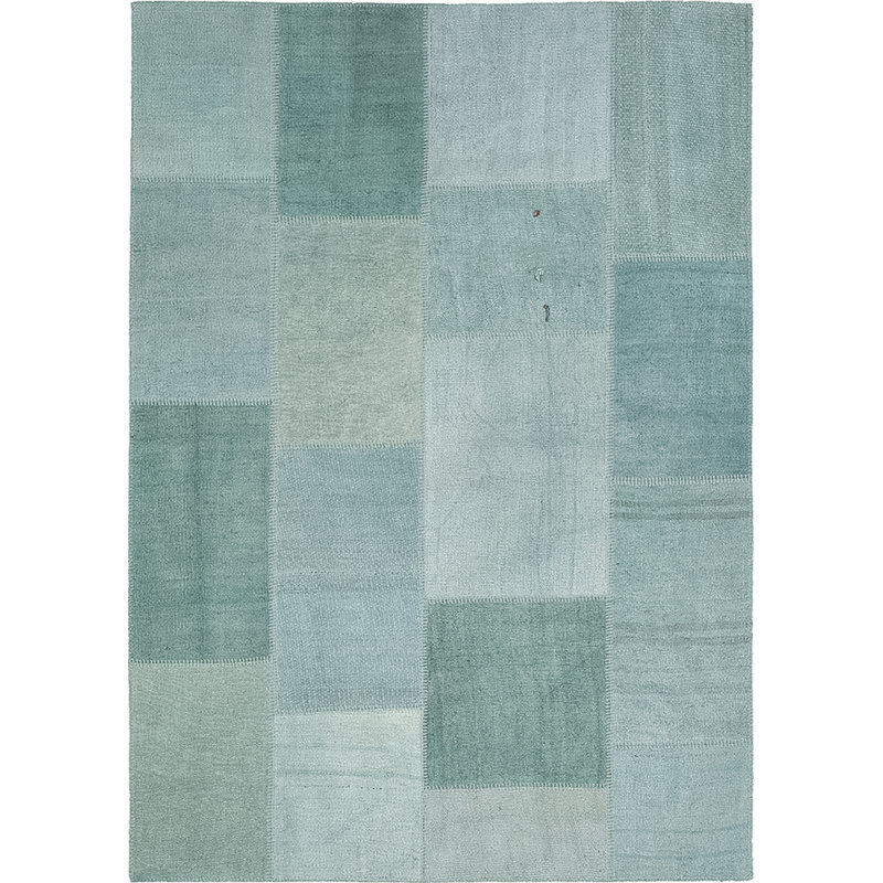 Tapis bleu en coton noué à la main Atonal