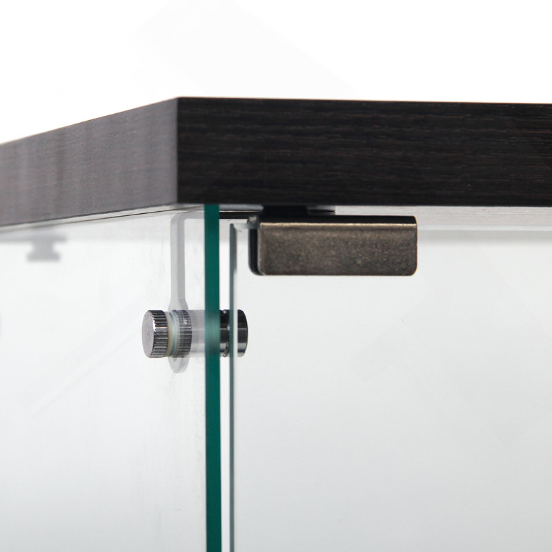 Vitrine en verre avec 4 tablettes et porte, Noir