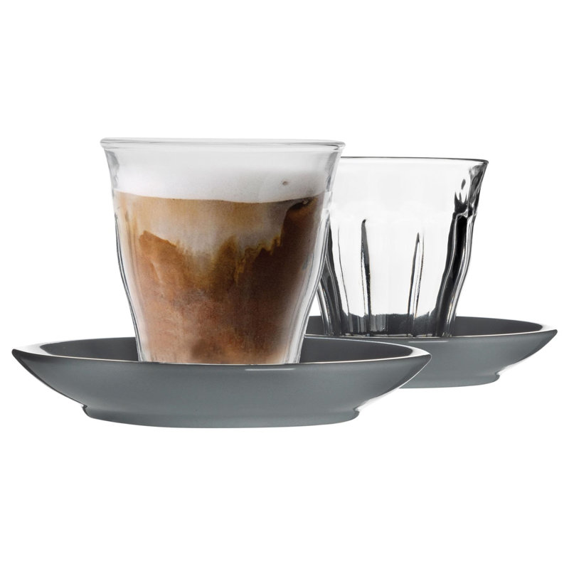 Duralex - Picardie Mismatched Coffee Cup & Saucer - 220ml, Grey