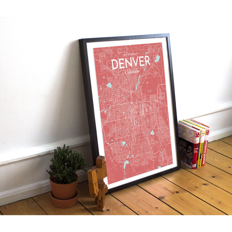 Denver City Map 1 Piece Wall Art, 43.2cm H x 27.9cm W x 0.13cm D