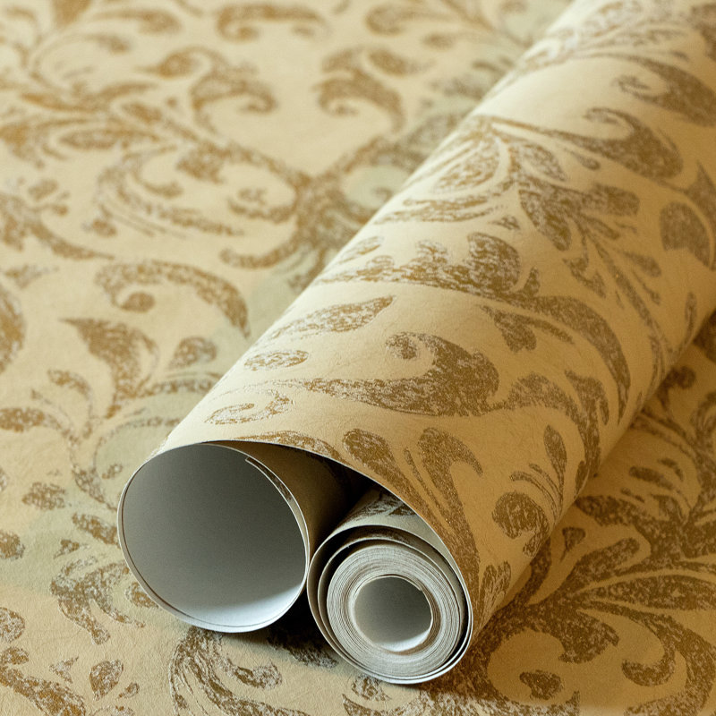 Notting 10.05m x 53cm 3D Embossed Metallic Wallpaper Roll, Brown Gold