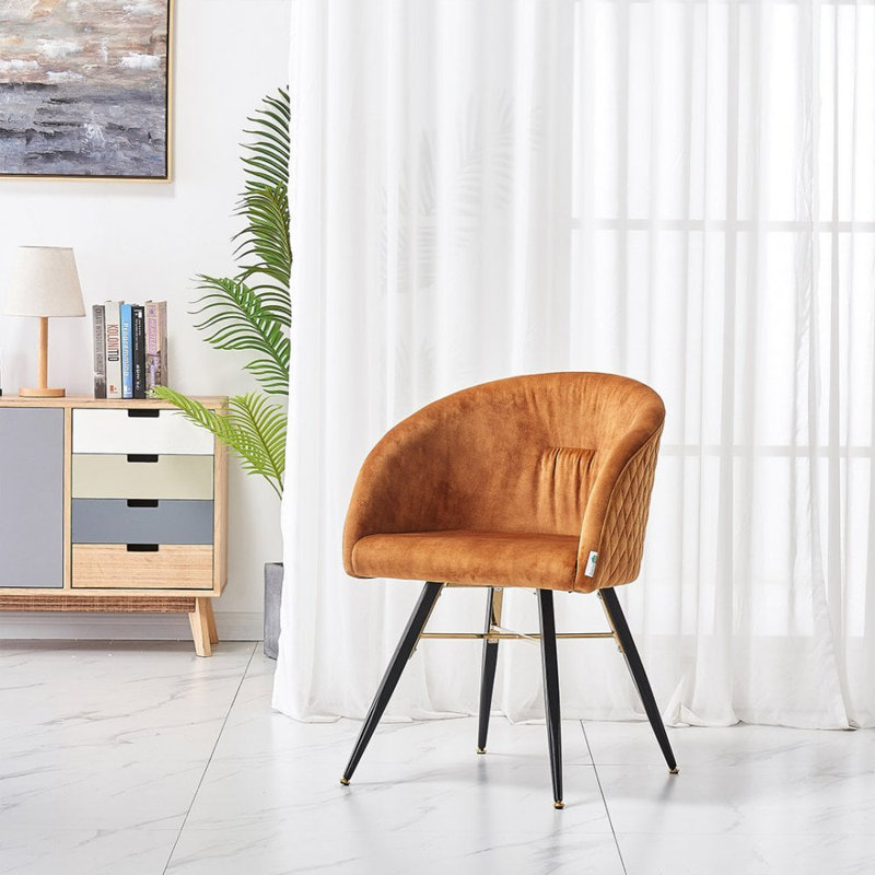 Goddard Mordern Tub Dining Chairs- Upholstered in Velvet, Cushion Padded With Metal Legs- Armchair Room Kitchen Living Room 