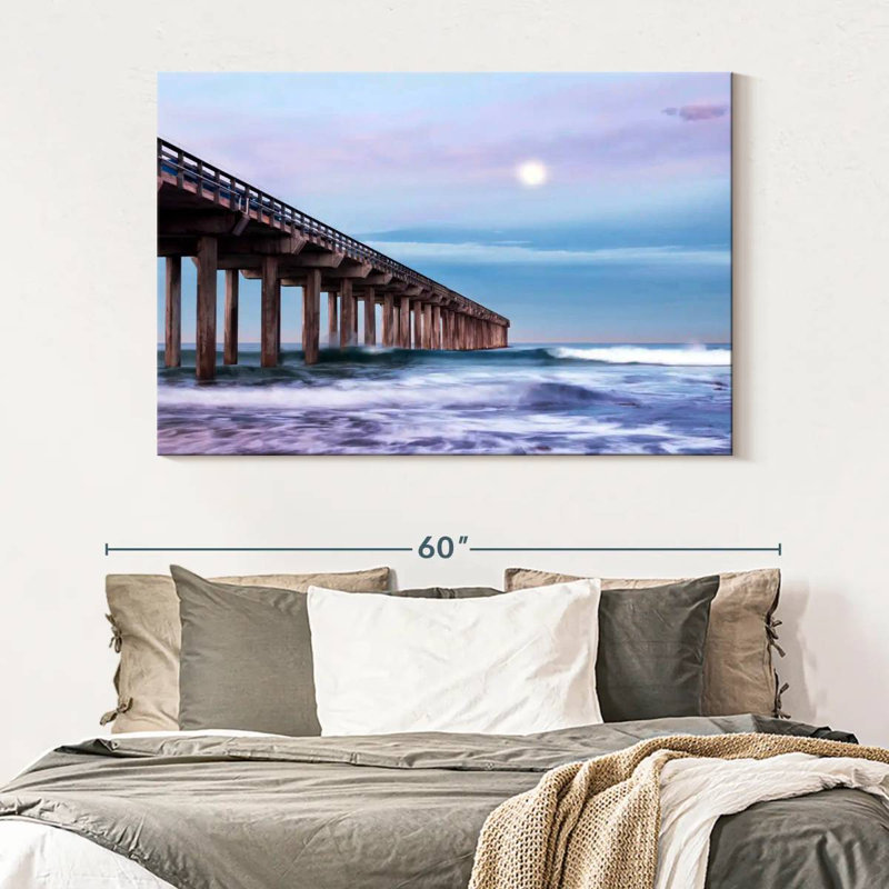 Plein lune au-dessus de Scripps Pier, H 34 po x l 51 po