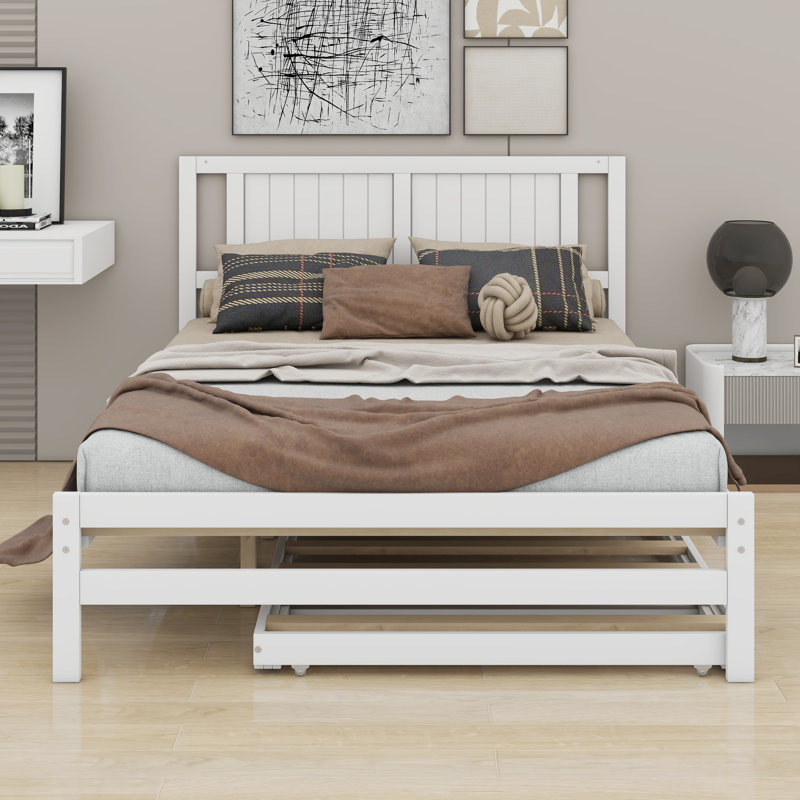 Platform Bed With Adjustable Trundle