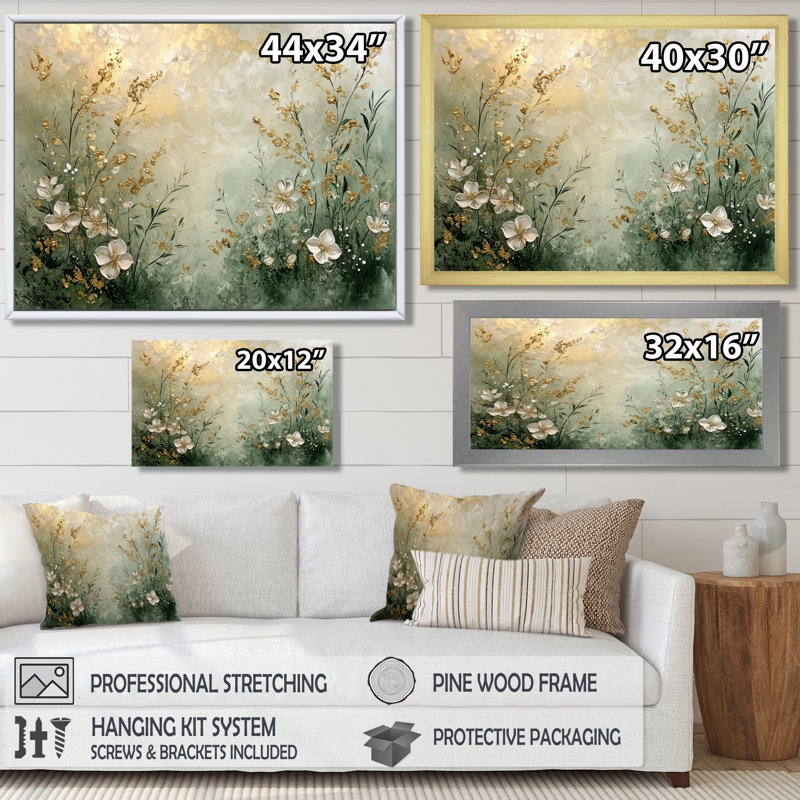 Ishaani Wildflowers Spring Symphony Fury III - Art mural fleurs sauvages, H 28 po x l 60 po, Toile tendue, Ne s’applique pas