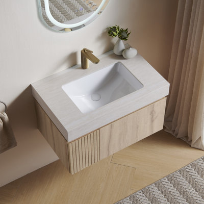 Plywood and Solid Wood Single Bathroom Vanity