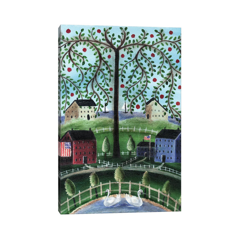 American Salt Box Village by Cheryl Bartley - Wrapped Canvas Painting, 30.48 cm H x 45.72 cm W