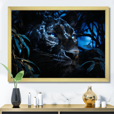 Black Panther Under The Moonlight - Panther Large Wall Art