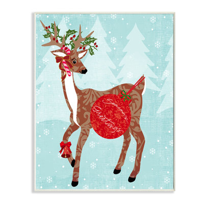 Seasons Greetings with Reindeer Graphic Art Print