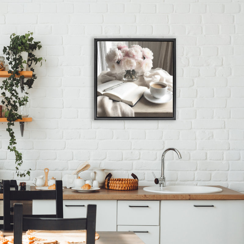 Cadre flottant Morning Coffee, par Riley B, Cadre flottant noir de jais, H 18 po x l 18 po