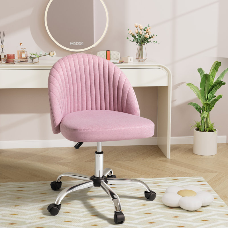 Easterly Upholstered Armless Task Office Chair, Pink, Silver