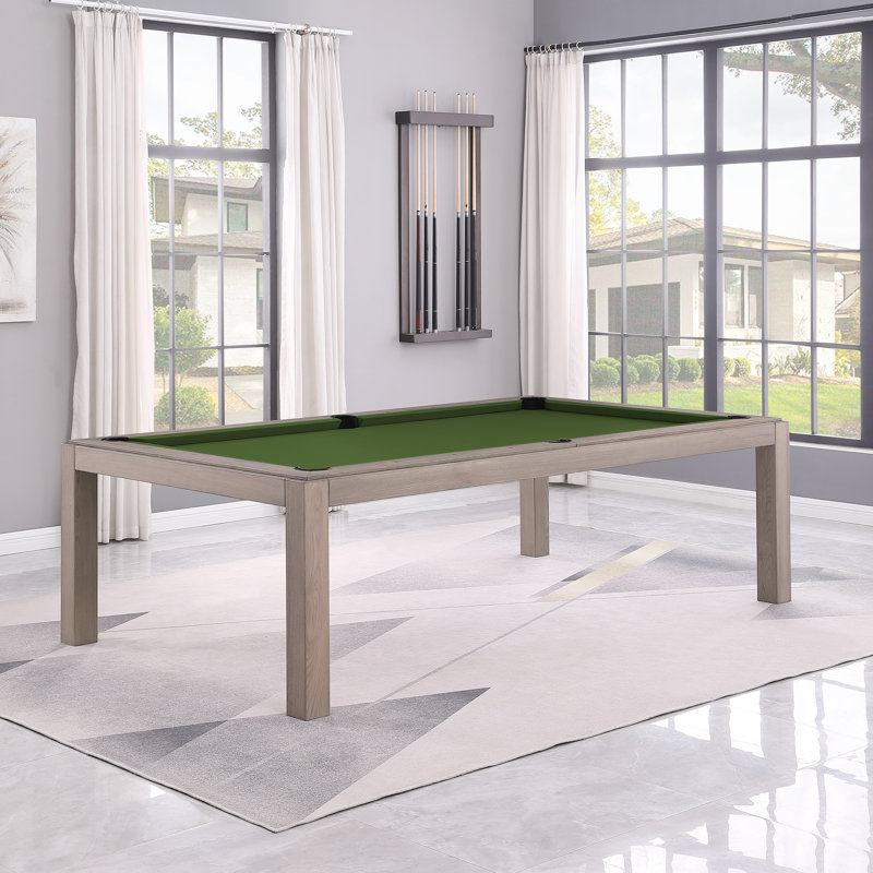 Olivia Slate Pool Table with Dining Top, English Green, 8 ft, Graywash Ash