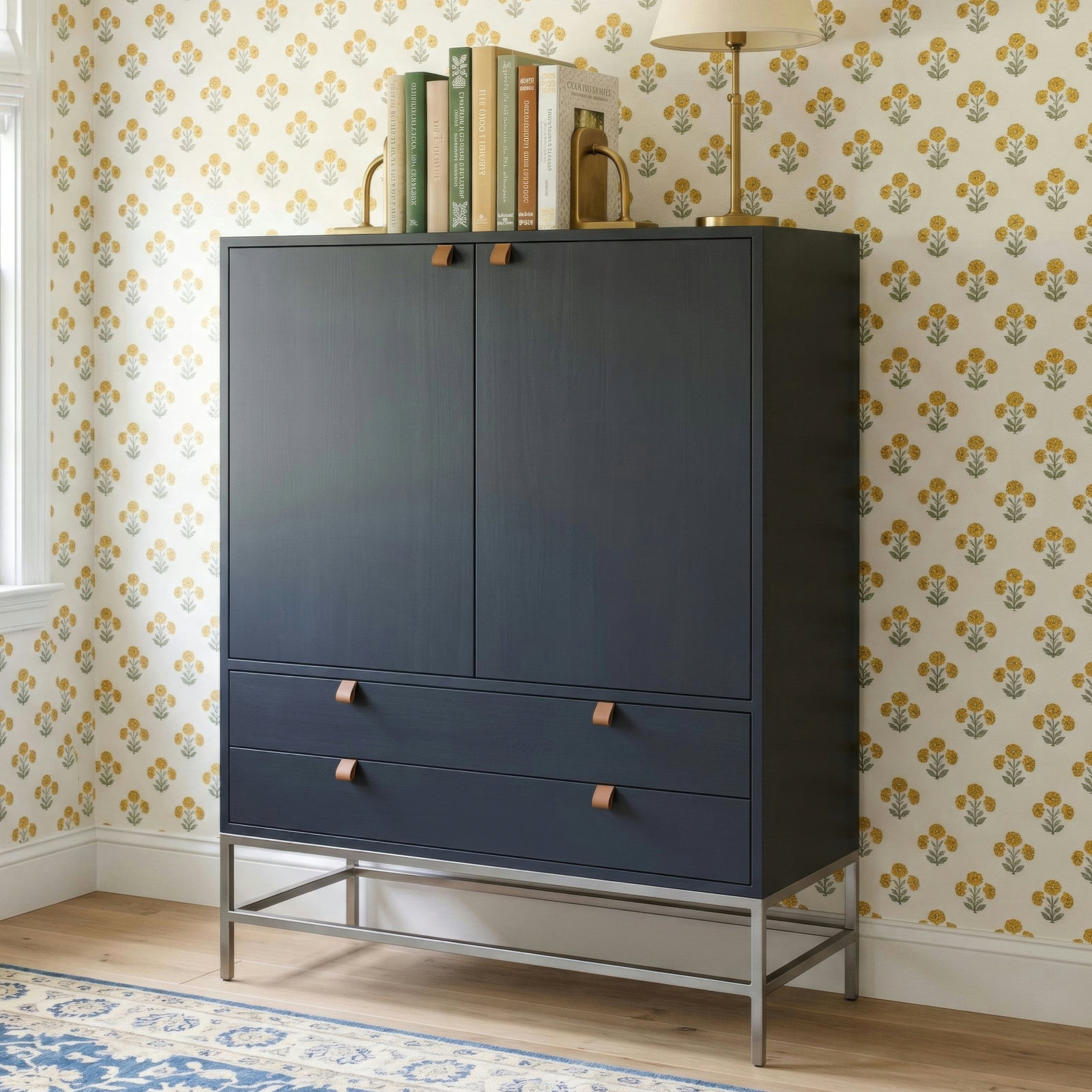 Loki Solid Wood Storage Cabinet, Black Wash Poplar