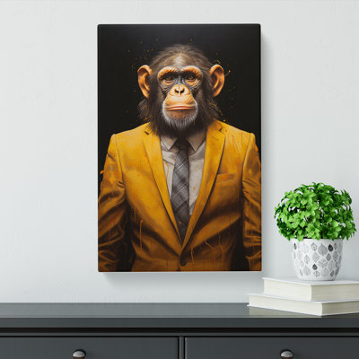 Monkey In A Suit Painting - Wrapped Canvas