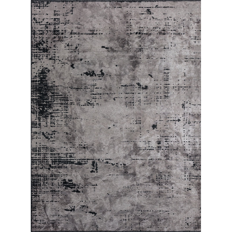 Rapture Gray/Black Abstract Luxury Area Rug, Rectangle 7'10" x 11'2"