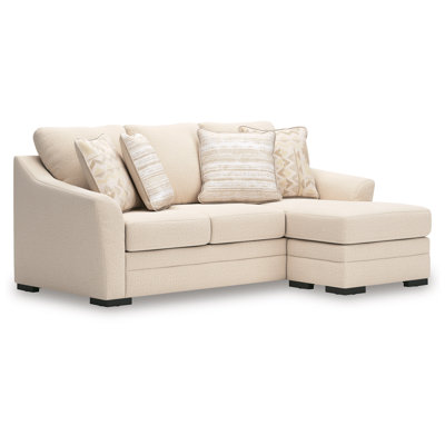 Jimy Sofa Chaise With 4 Pillows, Flared Arms, Jute Beige Nuvella, 91 Inch