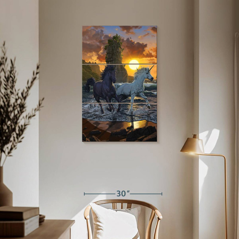 Brampt Unicorns In Sunset, 57'' H x 36'' W