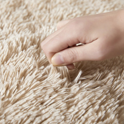 Solid Colored Shaggy 4X4ft Round Rug For Living Room Fluffy Rug