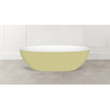 Barcelona 70.875" x 34.125" Freestanding Soaking Bathtub in Volcanic Limestone with Overflow Hole