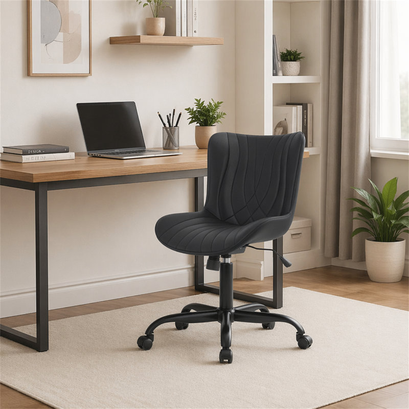 Chaise de bureau multifonctionnelle en cuir polyuréthane avec pivot à 360 °, Noir