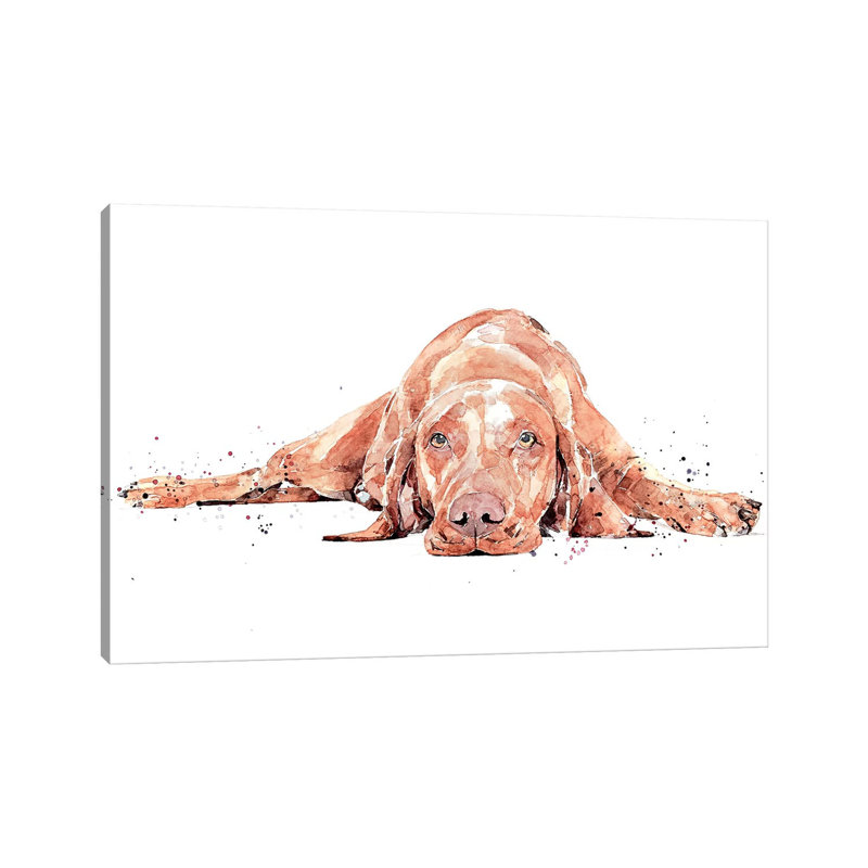Vizsla Flat Out par EdsWatercolours - Imprimé, Pas de tapis, Toile tendue, H 12 po x l 18 po x 1,5 po