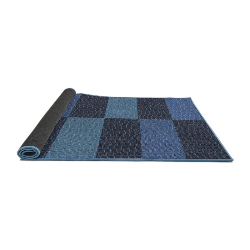 Tapis mauve/bleu à motifs, Rond 3 pi