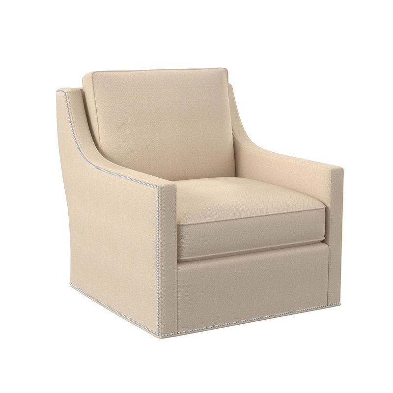 Sonoma Upholstered Swivel Armchair, Polished Nickel Small, Filigree Ivory 100% Polyester
