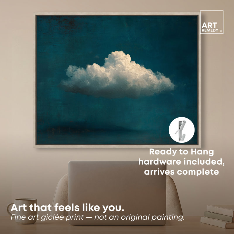 «Azure Float I», reproduction d'art sur toile encadrée par Art Remedy, cadre en chêne naturel, 30 x 24, H 31 po x l 25 po