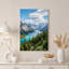 «Snowy Mountain Range Over Turquoise Lake», art mural sur toile-1357814850