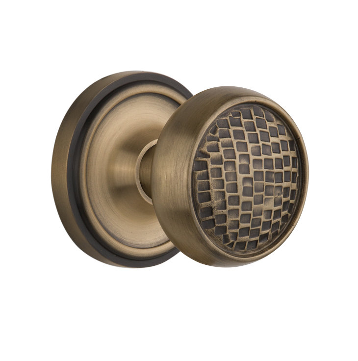 Rosette classique avec bouton de porte Craftsman, Laiton antique, 2,375 po