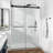 48x60" Frameless Double Sliding Shower Door, Double Shower Door, 3/8″ (10mm) SGCC Tempered Glass, Stainless Steel, Matte Black-129388097