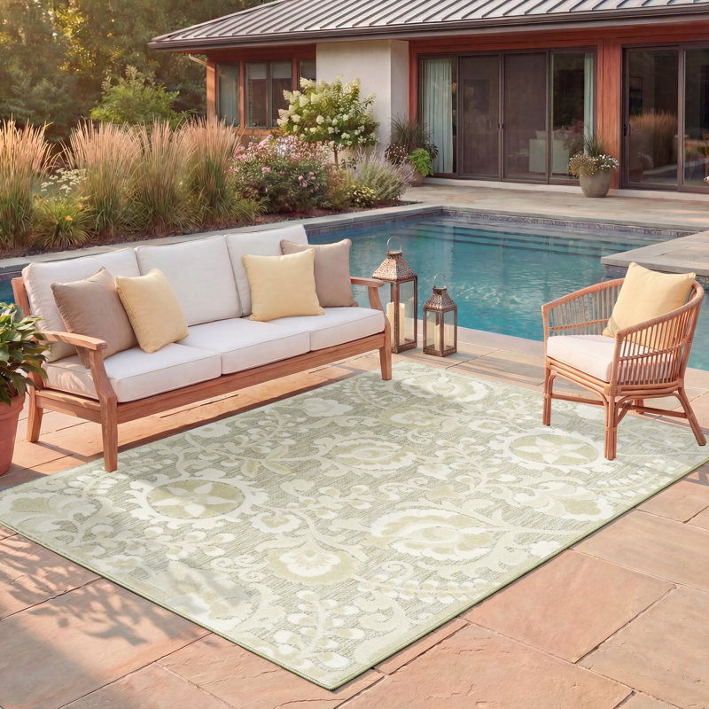 Villem Ivory Sage Farmhouse Rug, Rectangle 3'6" x 5'6"