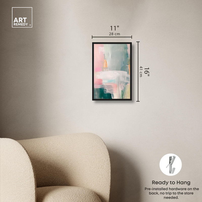 «Soft Meadows I», art pastel coloré par Art Remedy, Cadre noir, H 16 po x l 11 po