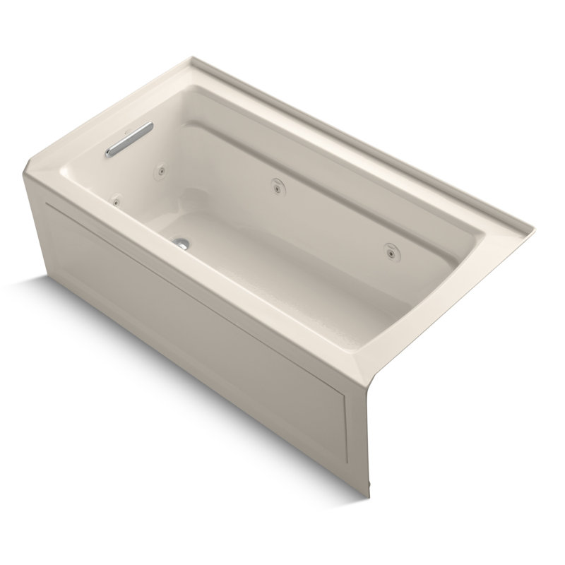 Archer Alcove 60" x 32" Whirpool Bathtub, Innocent Blush, Left