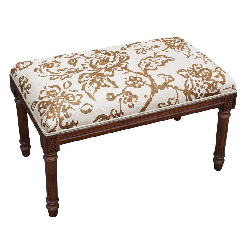 Banc rembourré Billiot, Walnut/Caramel  Painterly Toile