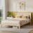 Solid Wood Full  Bed Frame Platform Bedframe With Headboard Grille Style-289639607