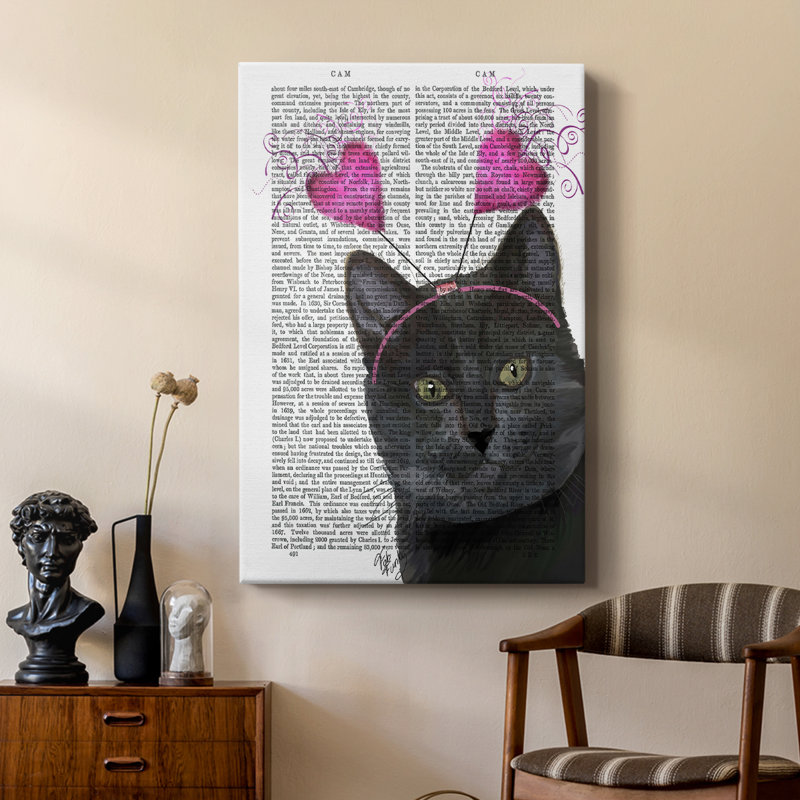 Chat noir, Saint-Valentin - galerie Cavas sur mesure, H 48 po x l 32 po