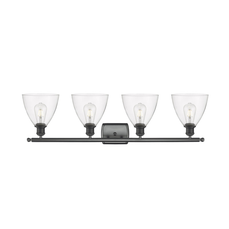 Éclairage pour meuble-lavabo 4 lumières Shauna, DEL, Transparent, Noir mat
