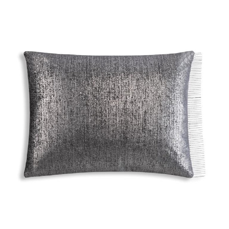 Maya Velvet Lumbar Pillow Cover & Insert, Charcoal/Silver