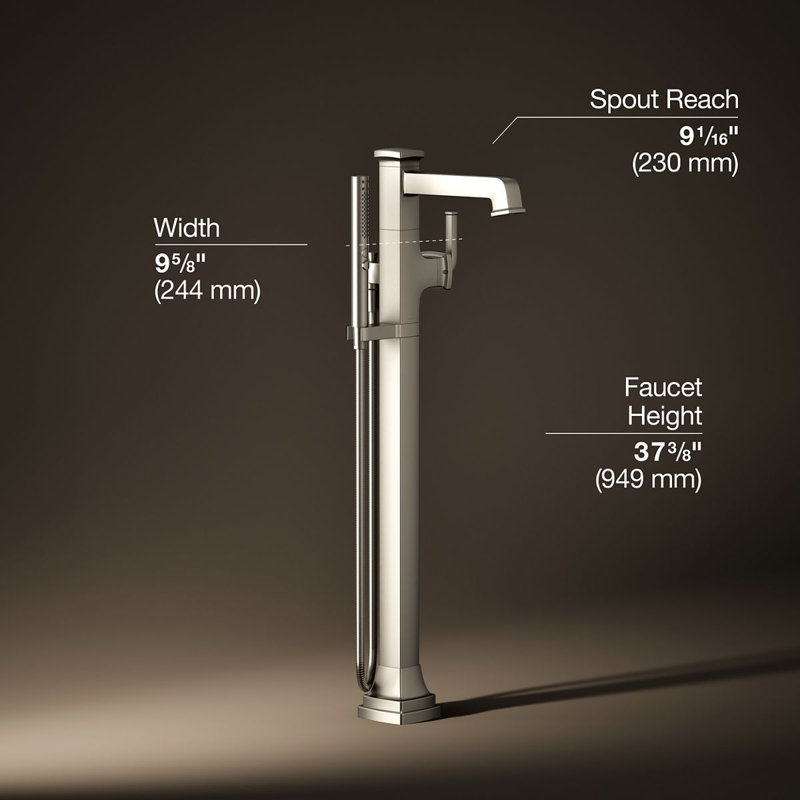 Riff Floor-Mount Bath Filler Trim, Vibrant Brushed Nickel