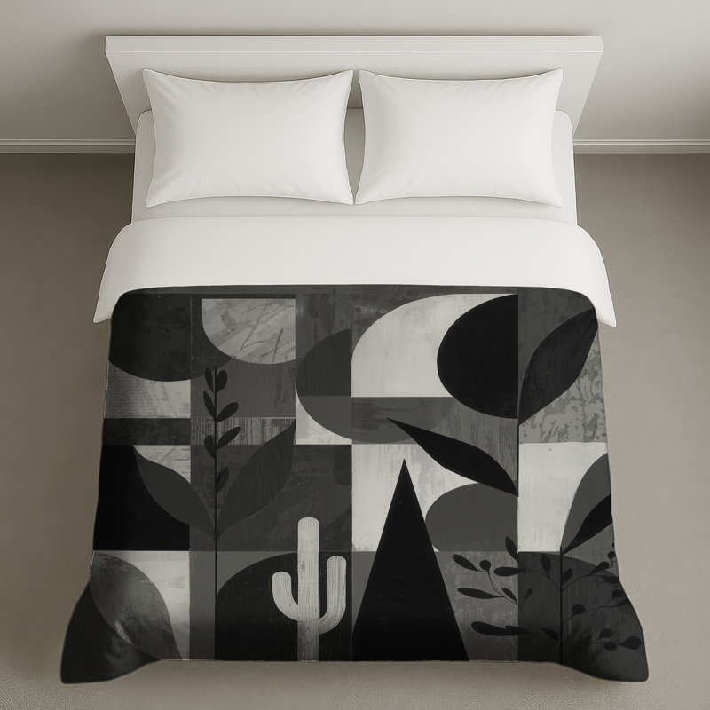 Housses de couette à feuilles géométriques monochromes, Lit simple