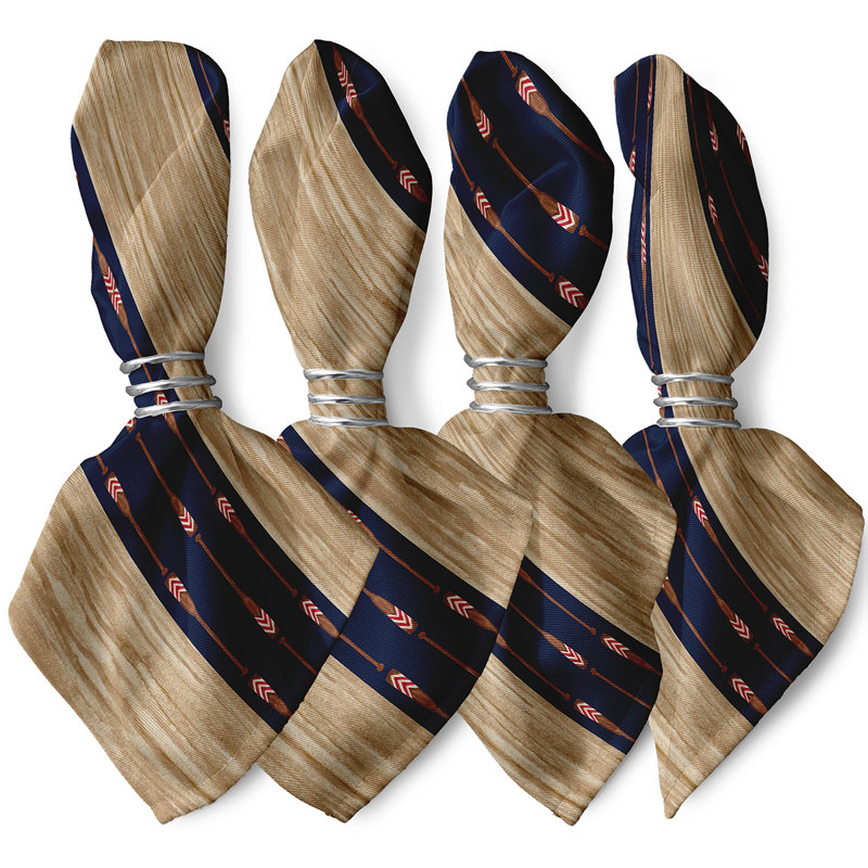 Theodora Polyester Striped Square Napkin, Navy