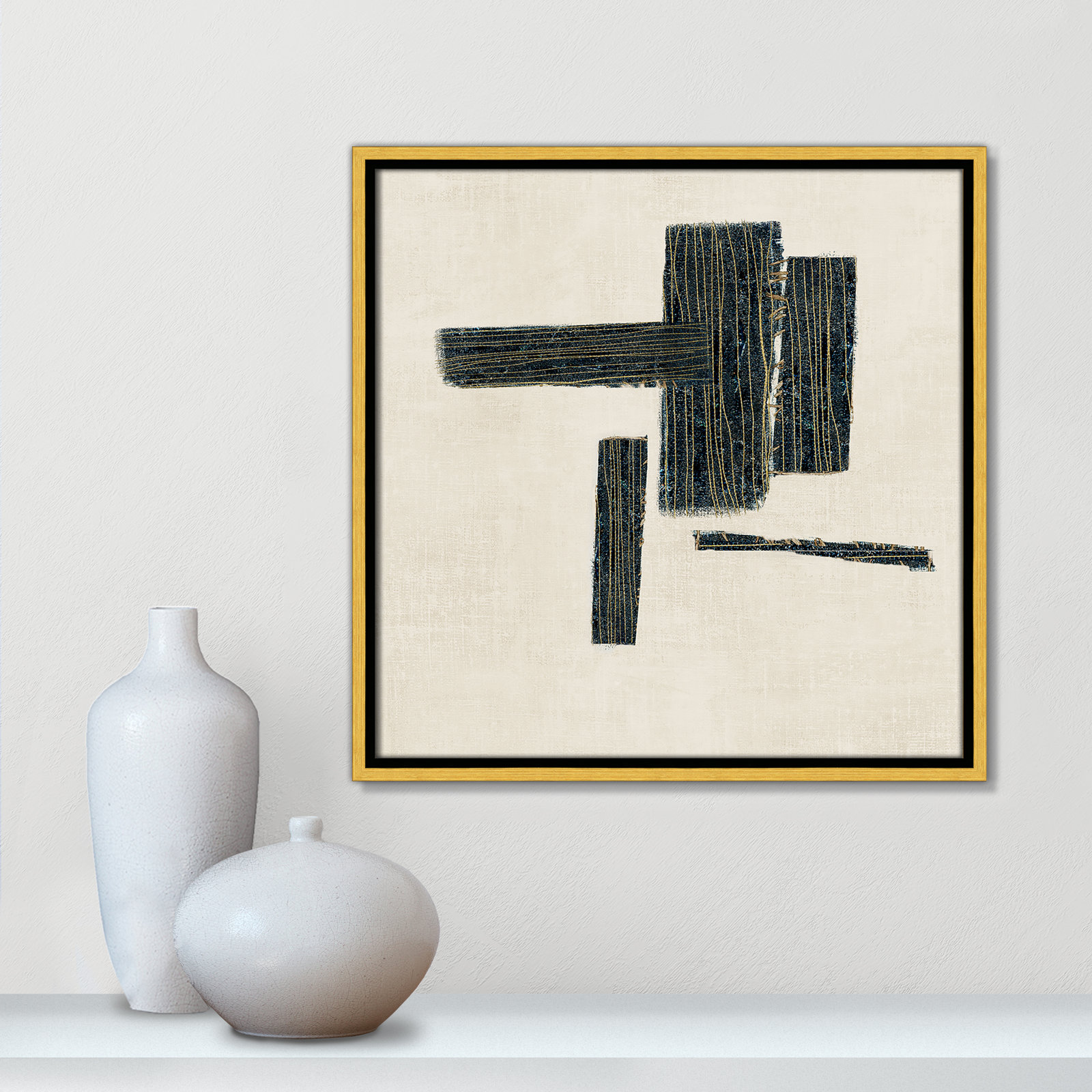 Copeland "Stitched II" Print, Gold, 17.5" H x 17.5" W