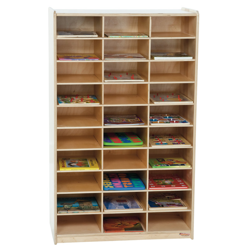 30 Compartment Manufactured Wood Cubby, Natural