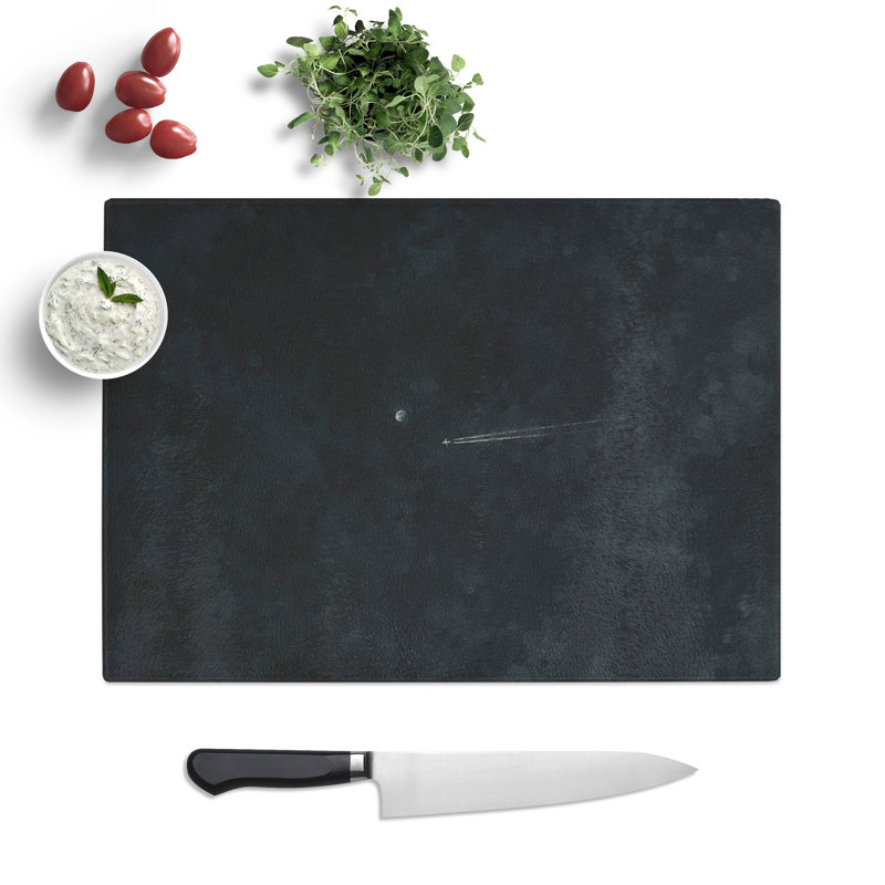 Tempered Glass Airplane to the Moon Painting Chopping Board, 20 cm x 28.5 cm