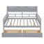 Élégant lit de jour pleine grandeur gris, base en lattes de bois, tablette de chevet et 2 tiroirs - Polyvalent pour l'ameublement de chambre à coucher gris avec système de support, tablette, maison polyvalente